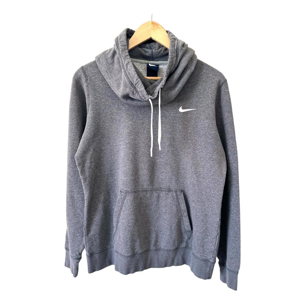 Pre-Loved Nike Women's Funnel-Neck Hoodie -‎ Cowl Neck - Scuba Hood- Grey Large